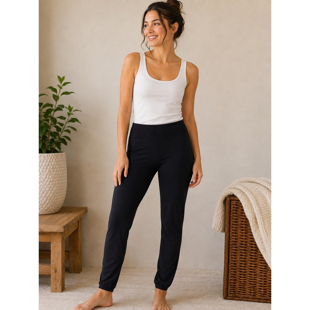 Time and Tru Womens Black High Waisted Knit Jogger Pants Size XXXL 22 Loungewear